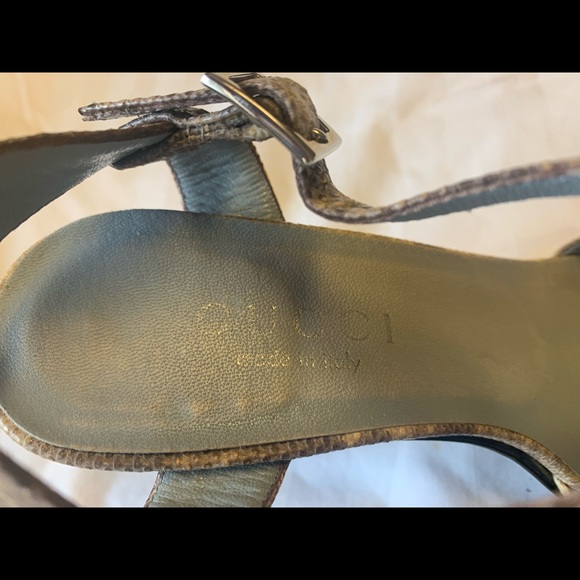 Vintage Gucci Snakeskin and Cream Chunky High Heels with Original Box & Dustbag - Picture 8 of 11